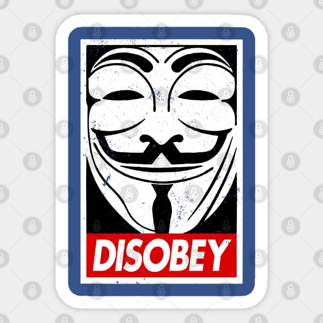 V For Vendetta Guy Fawkes Mask Disobey Sticker by CultureClashClothing
